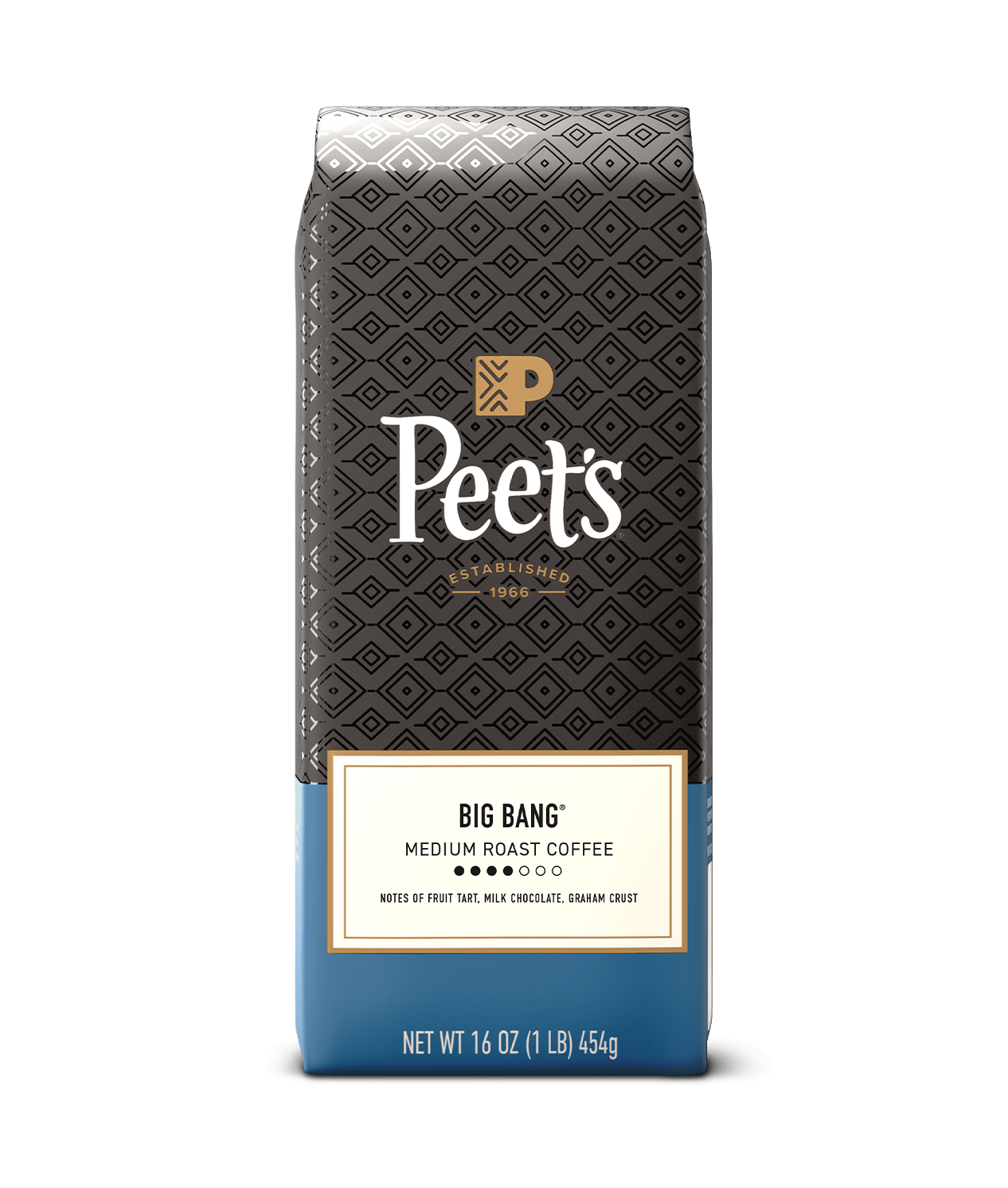 Peet's Big Bang coffee bag on a green background